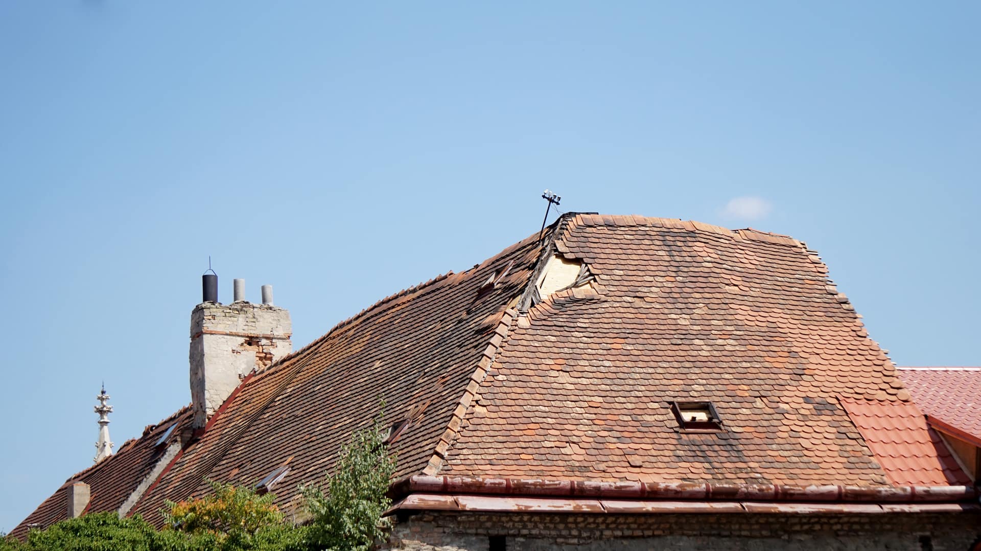 Detailed leadwork on a roof junction